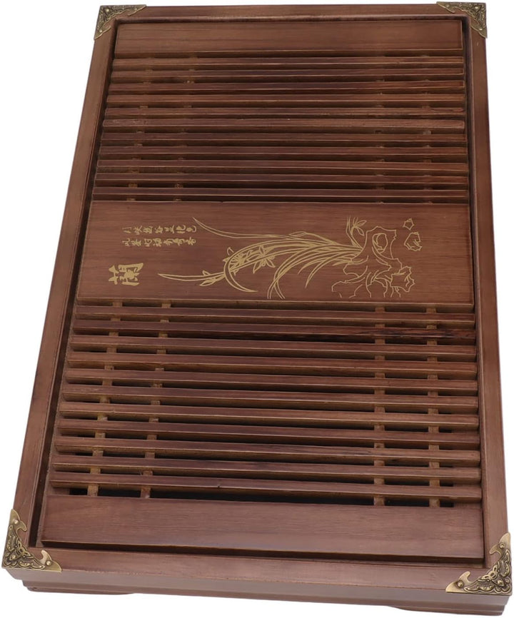 Kungfu-Teetablett, Chinesisches Gongfu-Teetablett, Drainage-Wasserspeicher, Holz-Teetisch mit Abflus