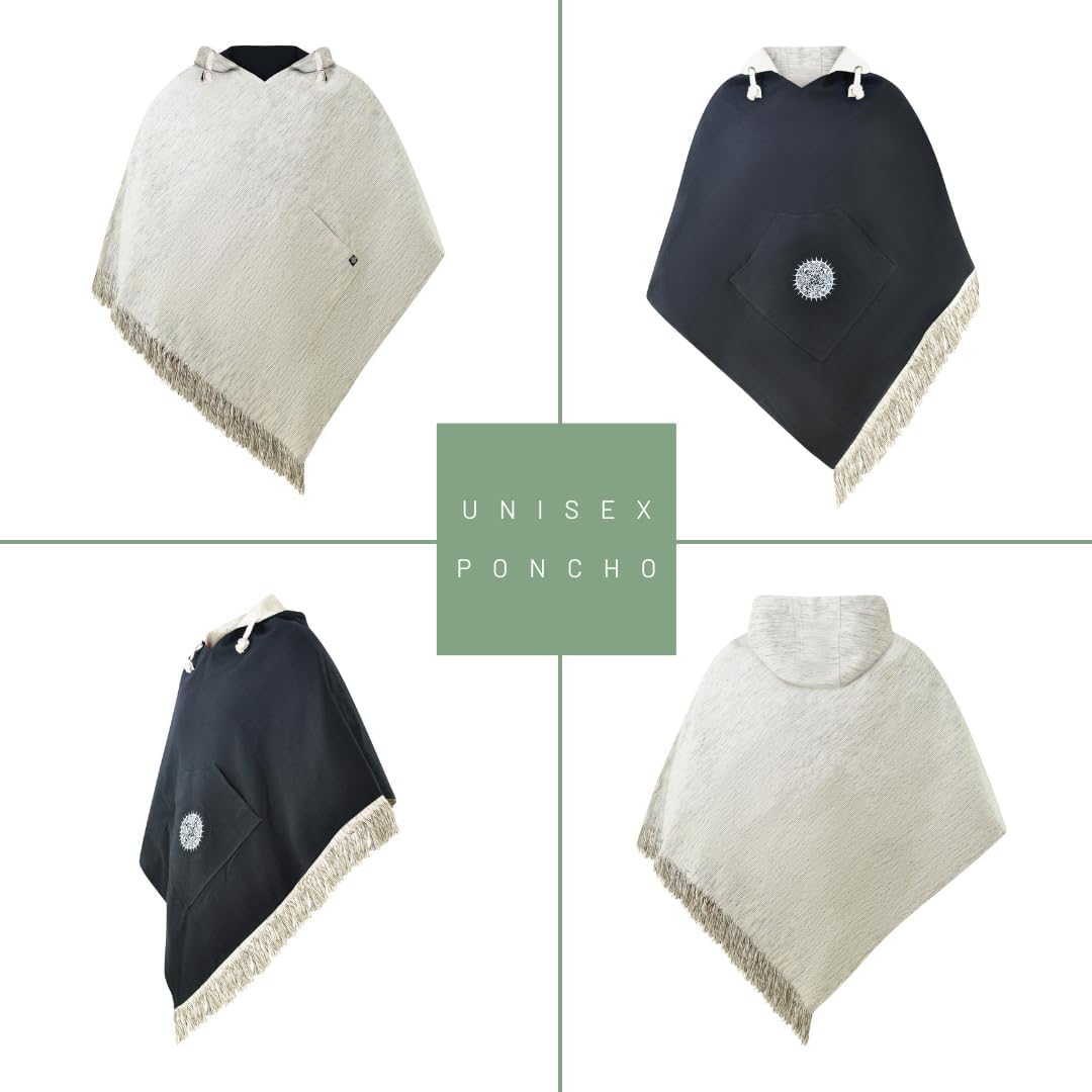 virblatt - Poncho Herren | Baumwolle | Herren Poncho Winter |zum Wenden| Mexiko Poncho Herren warm K