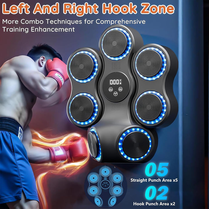 Music Boxing Machine für Erwachsene, Wandmontierte LED Licht Bluetooth Musikboxing Maschine Blau-7 S