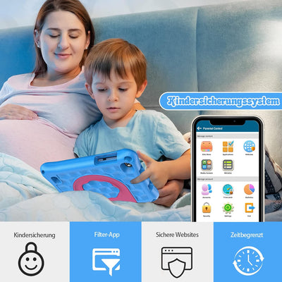 VASOUN 7-Zoll-Kinder-Tablet 32GB Android 11, Vorinstallierte Kinder-App, Kinderschulungs-Schritt-Tab