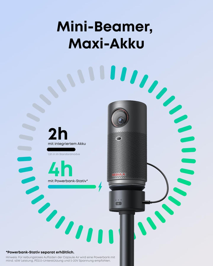 NEBULA Capsule Air Projektor mit Google TV, offiziell Lizenziertes Netflix, 720p Smarter Mini-Beamer