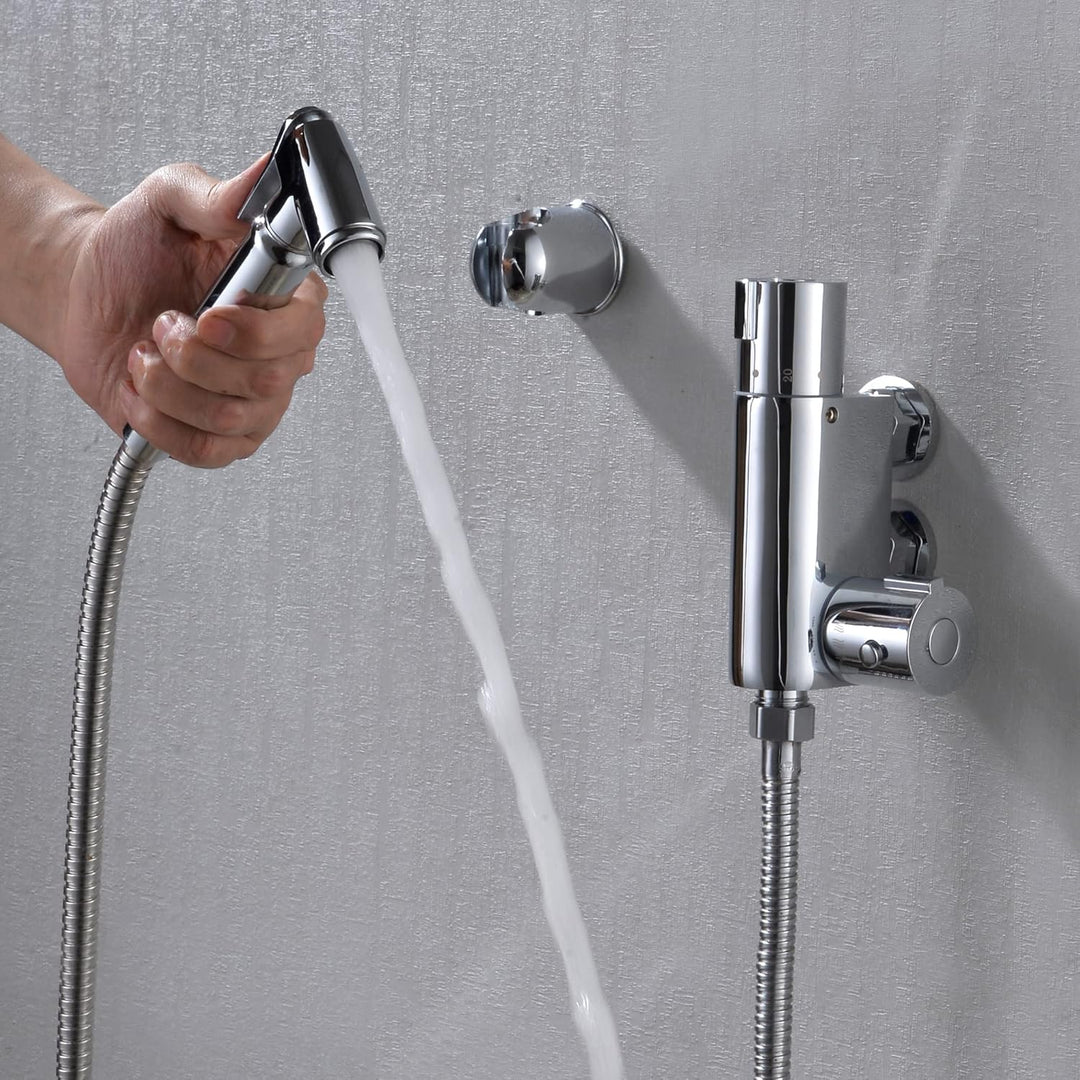 Thermostatdusche aus Chrom-Messing, All-in-One-Set | Muslimisches Bidet Shattaf Duschkopf | Hygiene