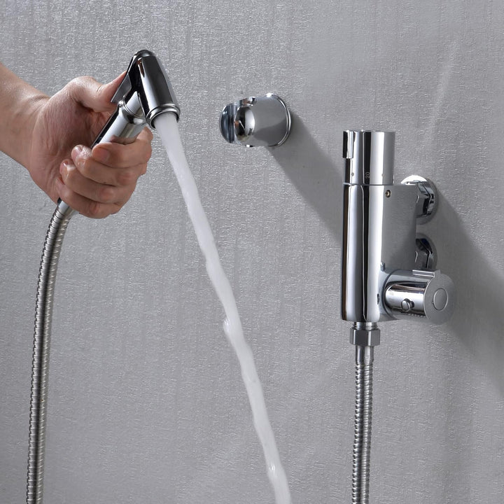 Thermostatdusche aus Chrom-Messing, All-in-One-Set | Muslimisches Bidet Shattaf Duschkopf | Hygiene