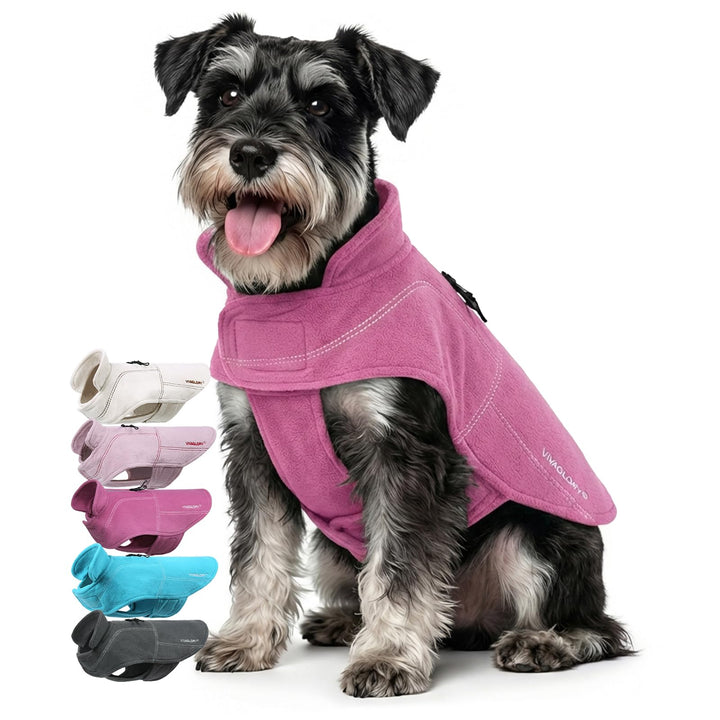 VIVAGLORY Softpad Wintermantel Hund, Hundemantel Fleecemantel Hund, Fleecejacke mit Bauchschutz &amp; Kl