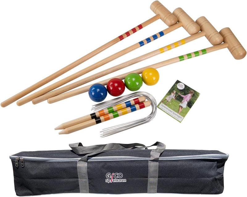 GICO Qualitäts Krocketspiel / Krocket / Crocket für 4 Spieler in Transporttasche - Spiel gut (Auszei