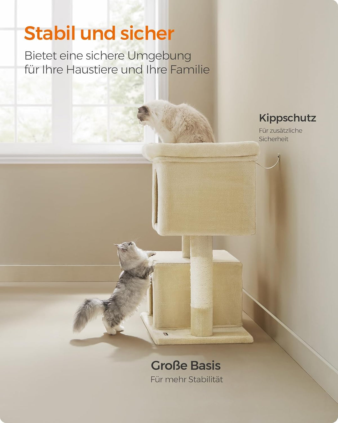 Feandrea Kratzbaum, 101 cm Katzenbaum, XL, Katzenhaus für extra grosse Katzen bis zu 20 kg, grosse P