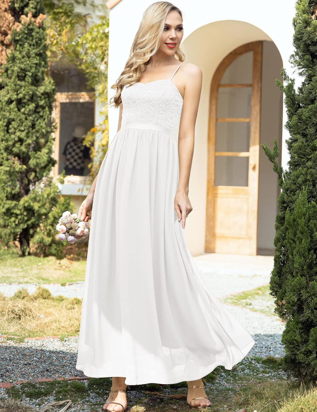 DRESSTELLS Abendkleider Elegant für Hochzeit Festlich Ballkleid Damen Lang Brautkleid Standesamt Bra