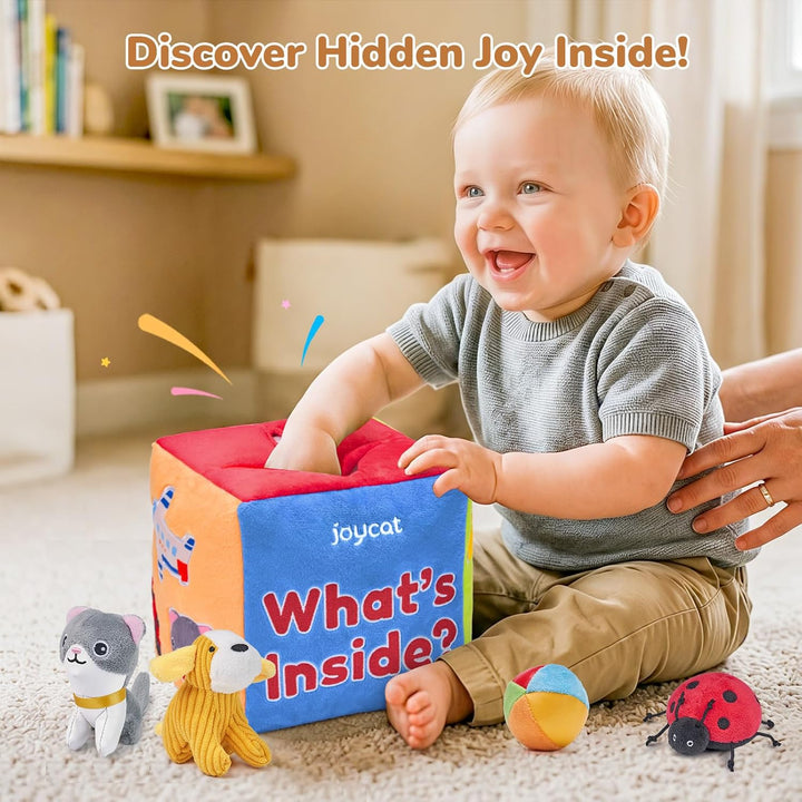 JoyCat Baby Spielzeug 6 Monate, Mystery Soft Box mit 10 Stück Sensorik Spielzeug, Rassel, Spiegel, M
