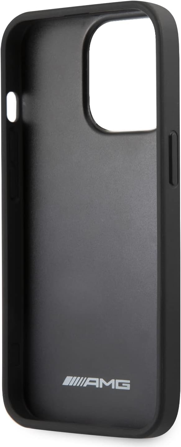 AMG AMHCP14XGSEBK Hülle für iPhone 14 Pro Max 6,7" schwarz/Black hardcase Leather Debossed Lines