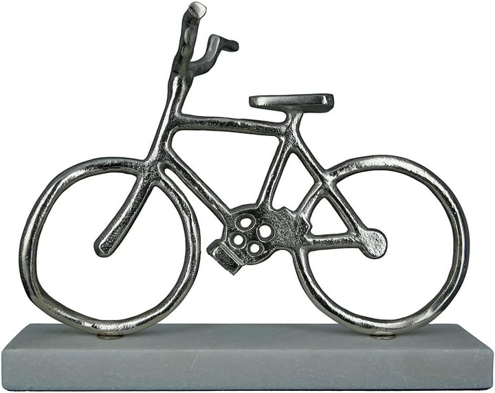 GILDE Deko Objekt Skulptur - Fahrrad aus Aluminium auf Marmor Sockel - Breite 35 cm Höhe 28 cm
