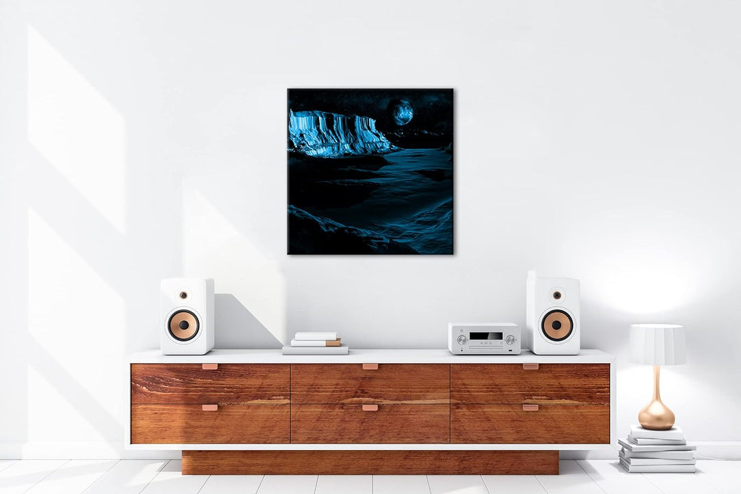 deyoli Aussicht auf Planet Erde vom Mond Format: 40x40 Effekt: Monocrome Blau als Leinwandbild, Moti