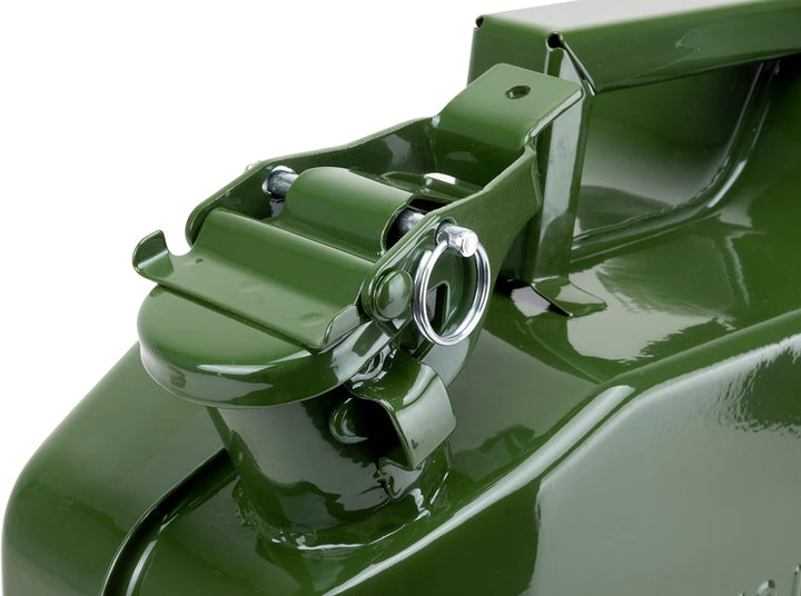 Motorkit 10 Liter Kraftstoffkanister aus Metall mit Bajonettverschluss. Benzinkanister Farbe Olivgrü