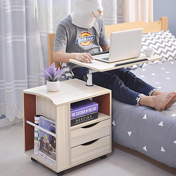 wanwanper Anhebbarer Nachttisch, Laptop-Schreibtisch, Nachtschränkchen, Abnehmbarer Nachttisch mit S