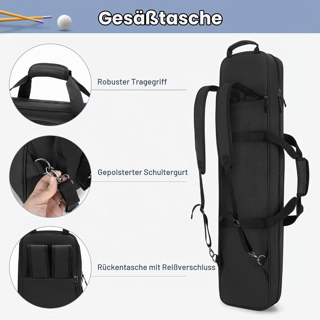 4x5 Pool Queue Koffer, Billard Stick Tragetasche für 4 Kolben und 6 Schäfte, weiche Pool Stick Tasch