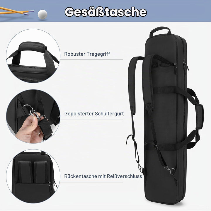 4x5 Pool Queue Koffer, Billard Stick Tragetasche für 4 Kolben und 6 Schäfte, weiche Pool Stick Tasch