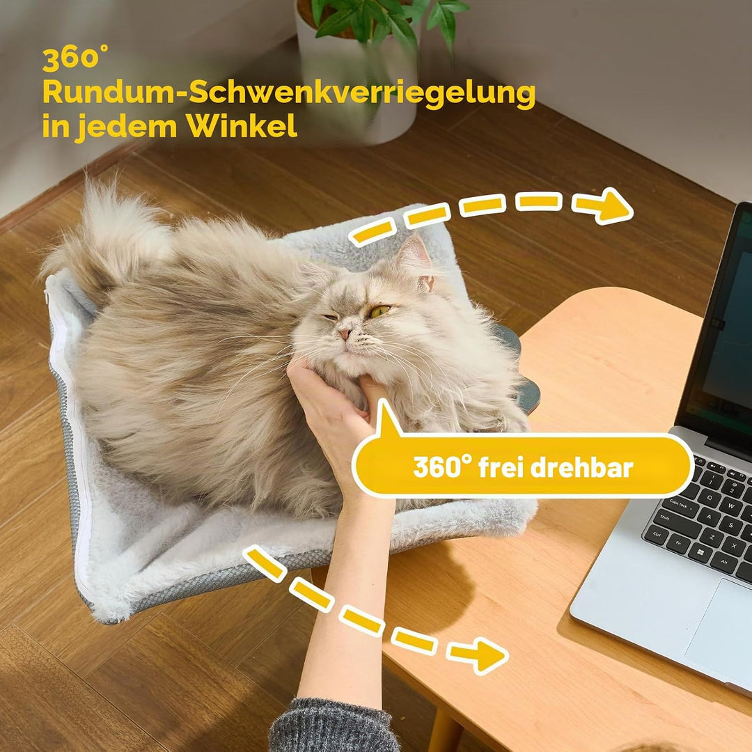 CATISM Hängebett für Katzen 360 ° drehendes Schreibtisch Katzenbett Katzenliege Katzenhängematte kat
