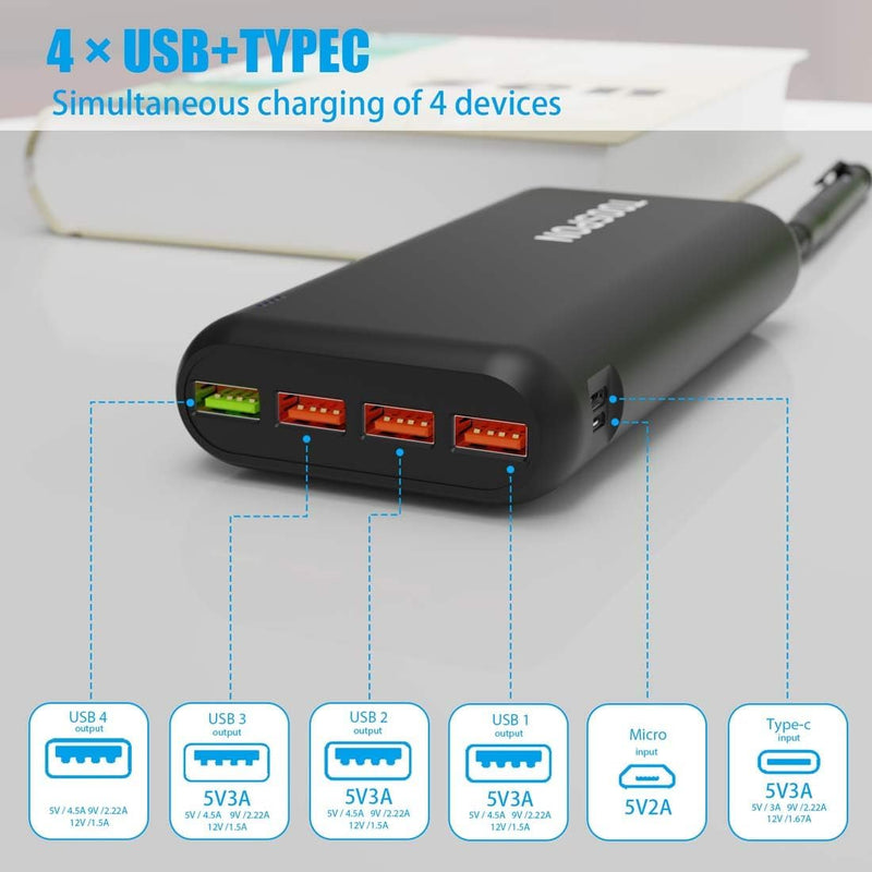 PowerBank 50000mAh, 22,5 W, tragbares Ladegerät, 4 USB-Akku, integrierte Taschenlampe, 20 W, USB C,