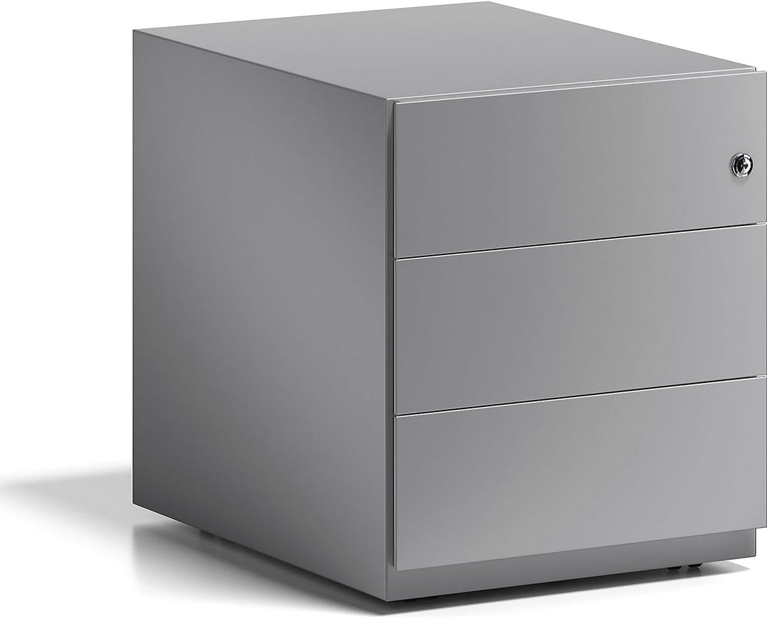 BISLEY Rollcontainer Note mit Griffleiste, 3 Universalschubladen, Metall, 355 Silber, 56.5 x 42 x 49