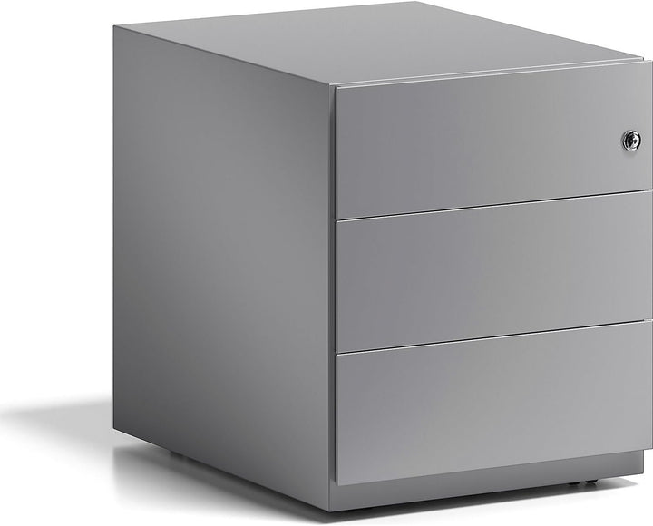 BISLEY Rollcontainer Note mit Griffleiste, 3 Universalschubladen, Metall, 355 Silber, 56.5 x 42 x 49