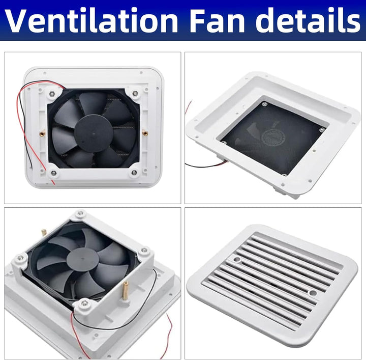 Riloer Weiss RV Caravan Vent Side Exhaust Vent 12 V RV Cooling Dust Fan, RV One Way Dust Vent Fan