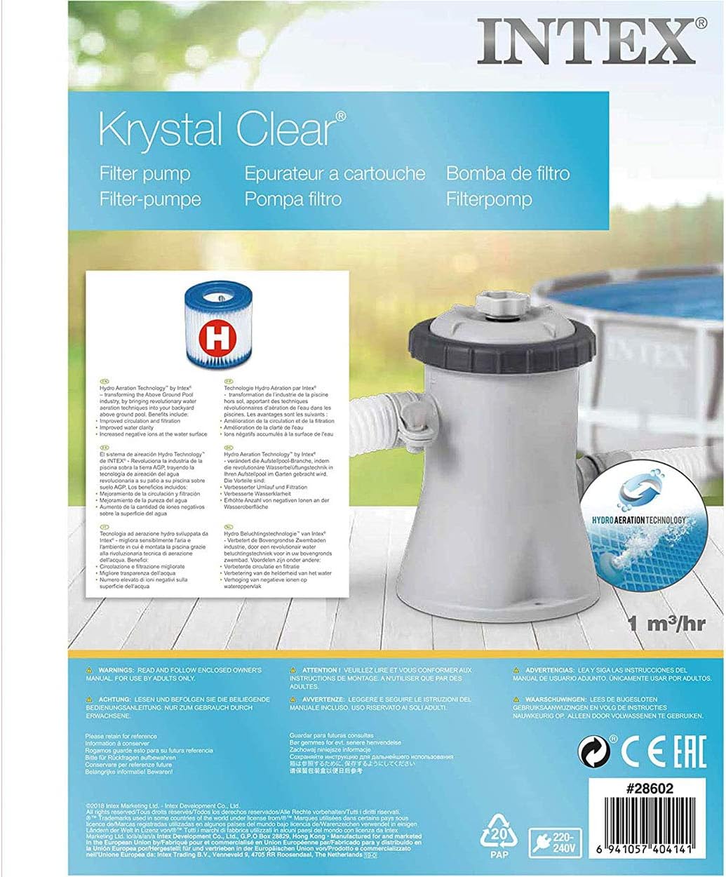 Intex Kartuschenfilteranlage Typ ECO 1250, Grau, 1.250 l/h / 30 W / 230 V 17.5x14x21 cm