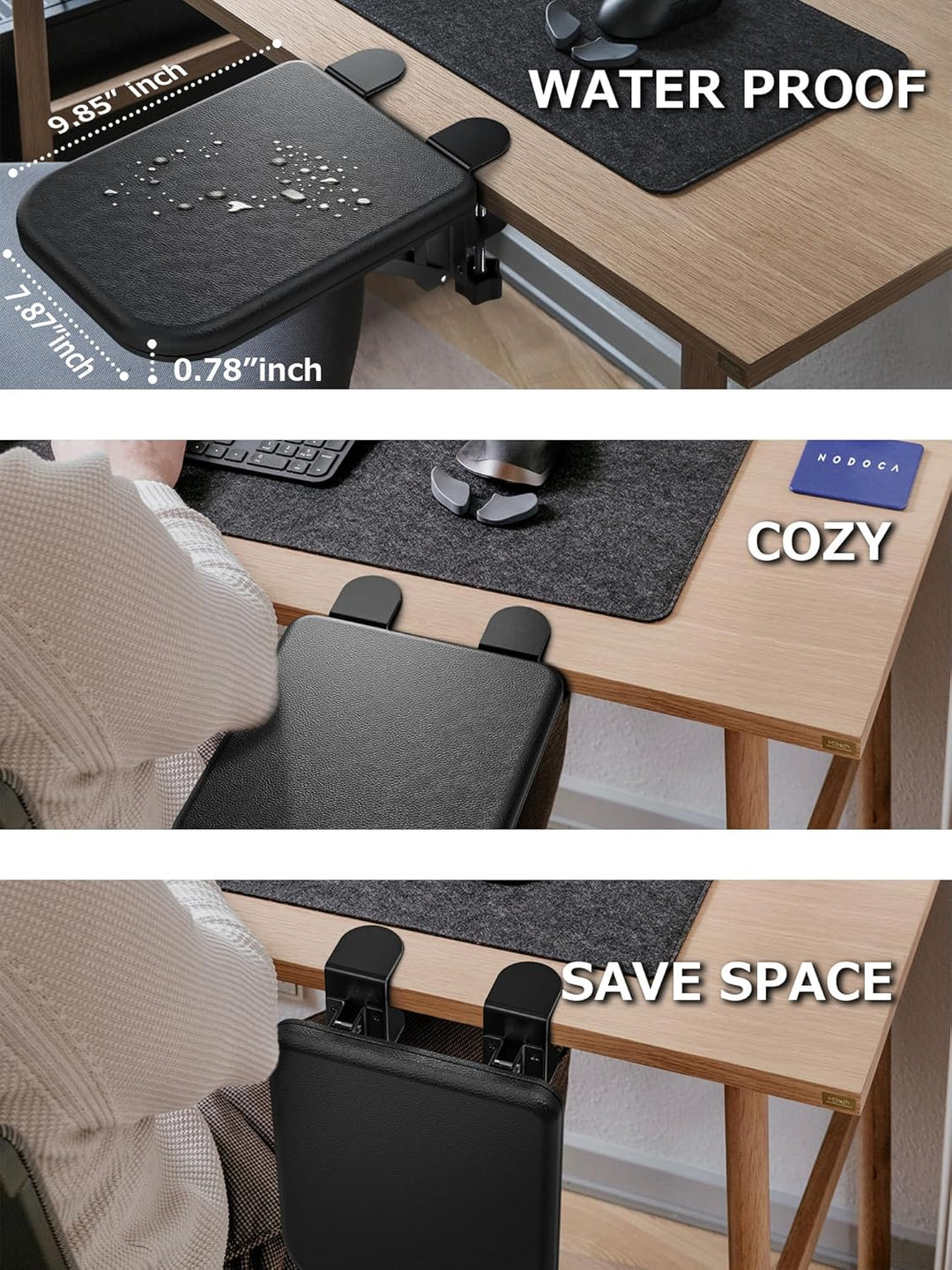 NODOCA Arm Rest for Desk, Ergonomics Wrist Rest, Desk Extender, Soft Sponge Built-in, Comfortable Ar