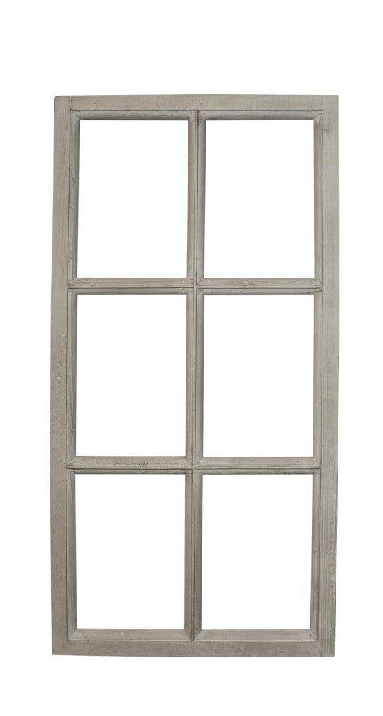 Posiwio Deko-Fensterrahmen Holz- Rahmen Fenster-Attrappe Holz grau Vintage