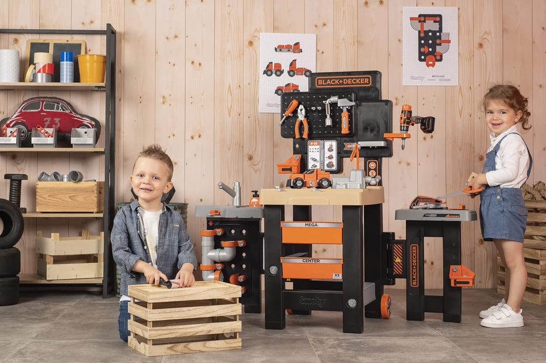 Smoby Toys - Black+Decker Mega Werkbank Center (100 Teile) - Spielzeug-Werkstatt für Kinder ab 3 Jah
