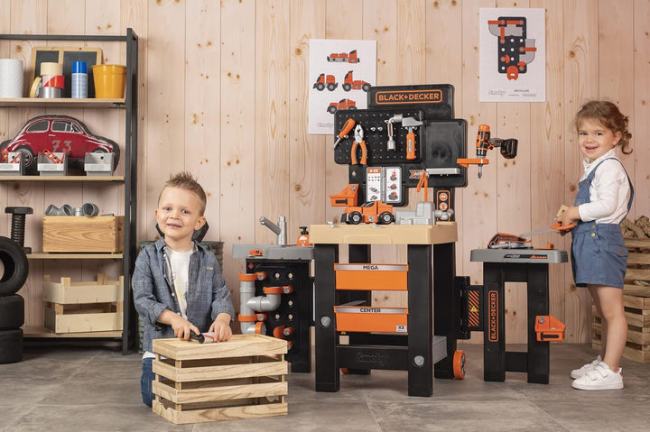 Smoby Toys - Black+Decker Mega Werkbank Center (100 Teile) - Spielzeug-Werkstatt für Kinder ab 3 Jah