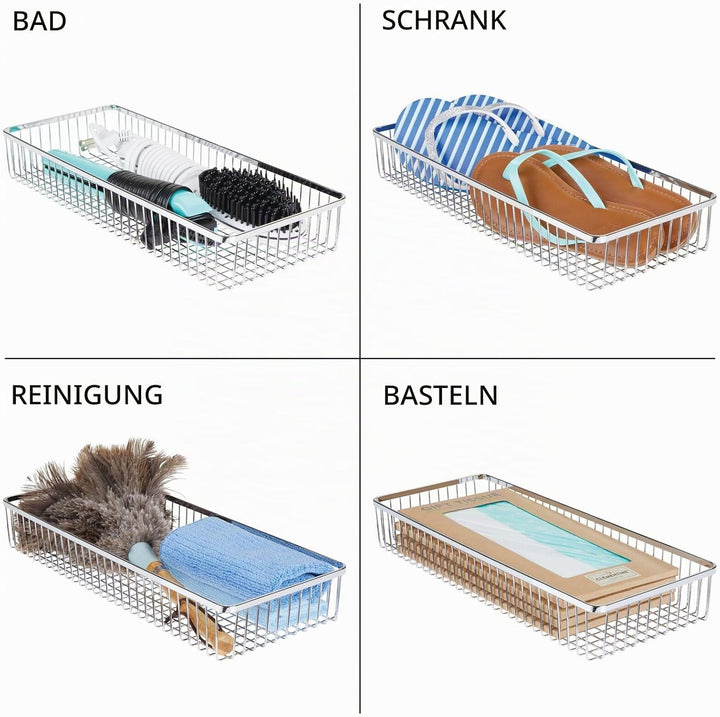 mDesign universeller Schubladenkasten aus Metall – Aufbewahrungskorb für Schubladen ordnet Küchenbed