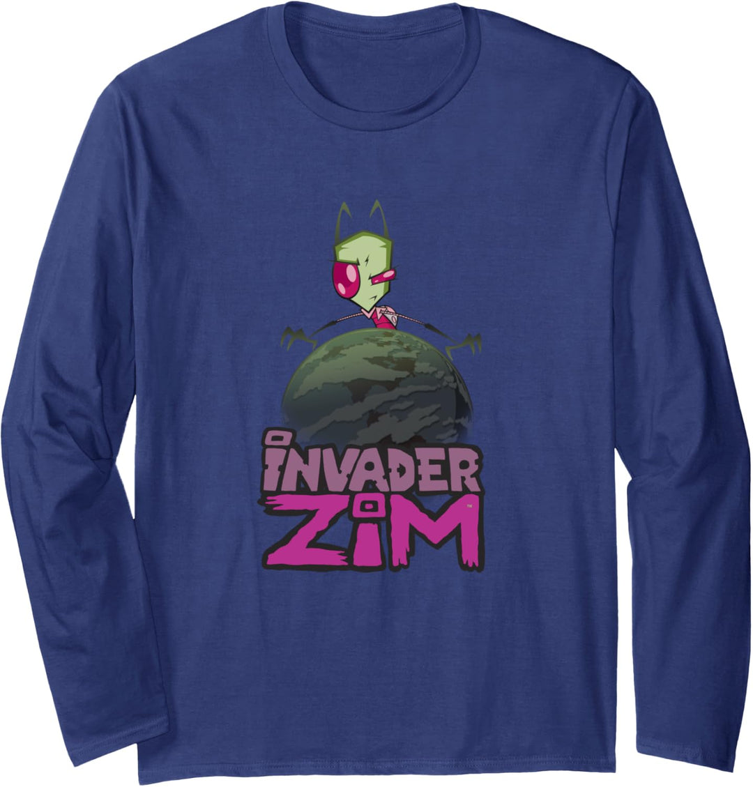 Invader Zim Taking Over The World Portrait Logo Langarmshirt