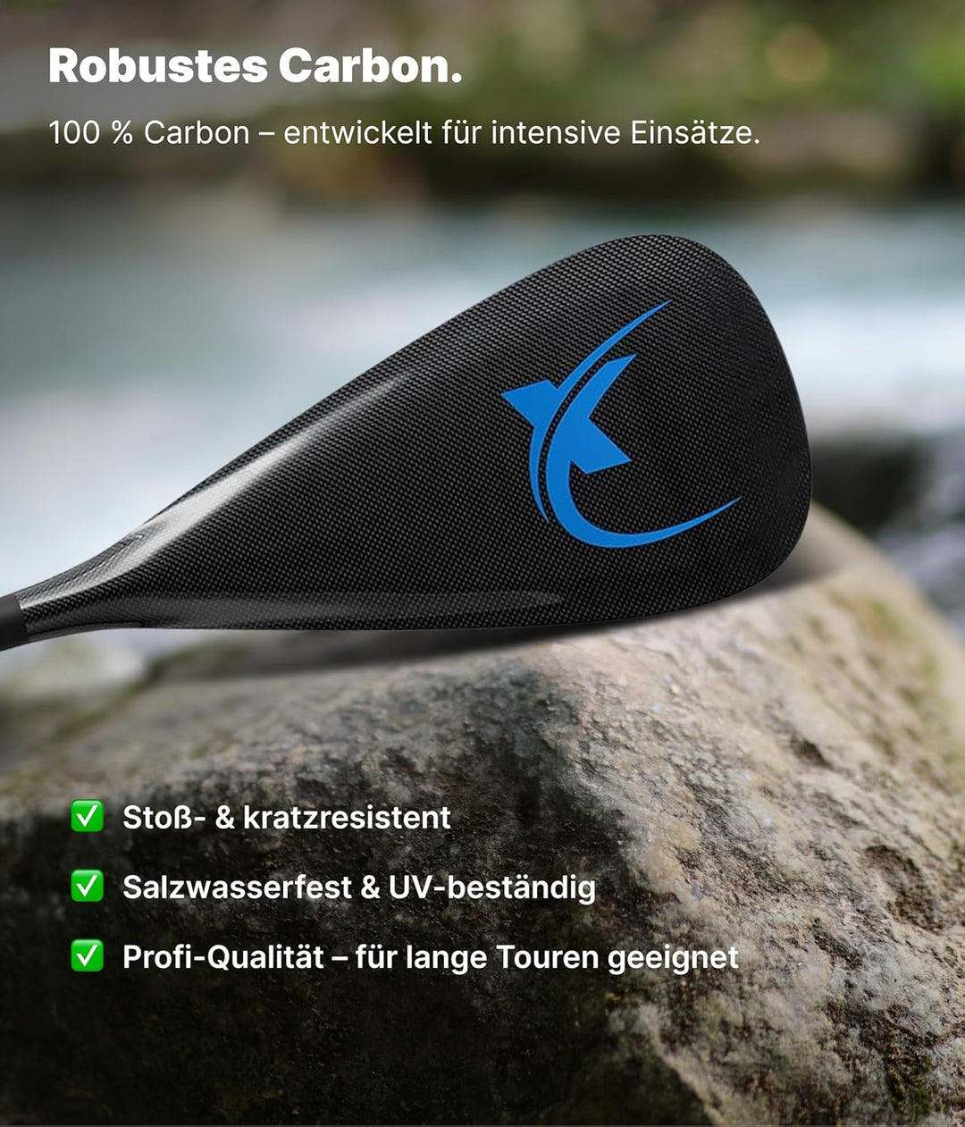 Nemaxx NCP100 Carbon Paddel 3-teilig für Stand Up Paddle Board, Profi Stechpaddel SUP Paddelblatt ve