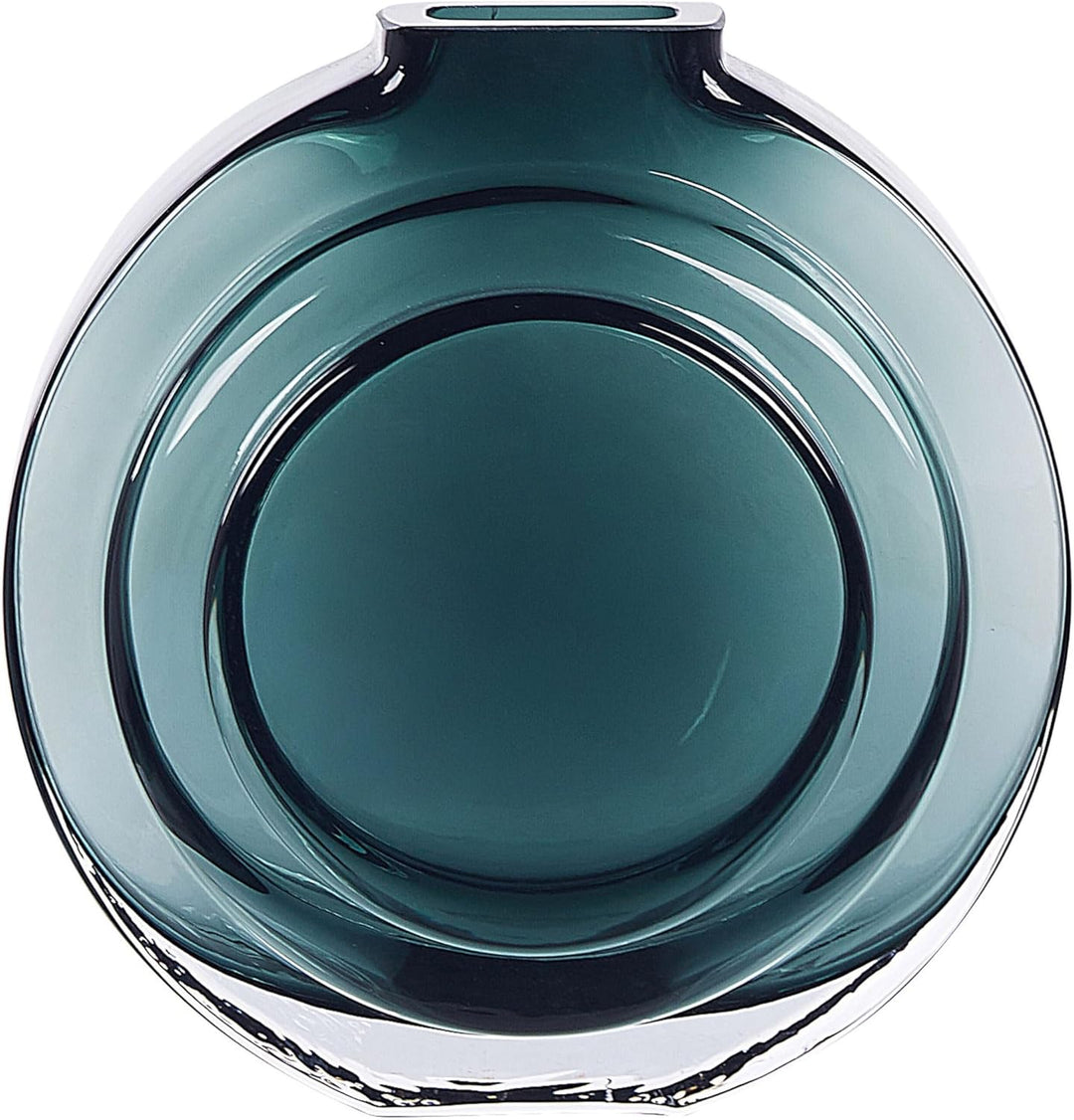 Deko Blumenvase Glas grün / transparent 27 cm rund mit schmaler Öffnung Kapeli