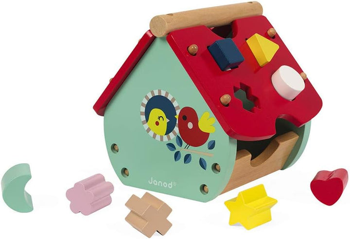 Janod - Baby Forest Formen-Steckspiel aus Holz, Haus, Bausteine, frühes Alter und Lernspielzeug, zum