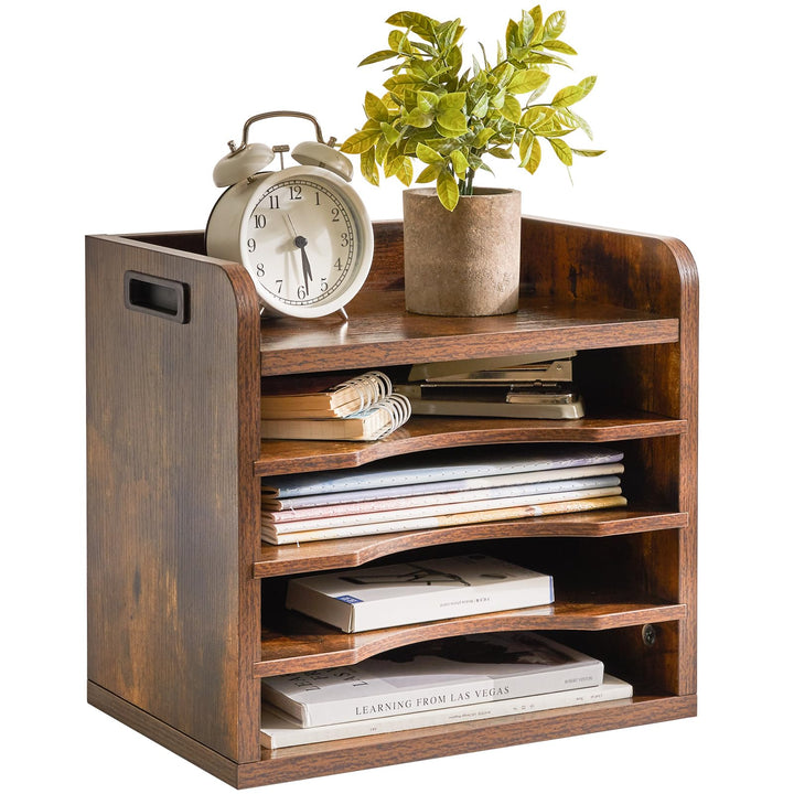 YMYNY Schreibtisch Organizer aus Holz, Dokumentenablage, A4, Aktenmagazinhalter Bücher, Sammler, mit