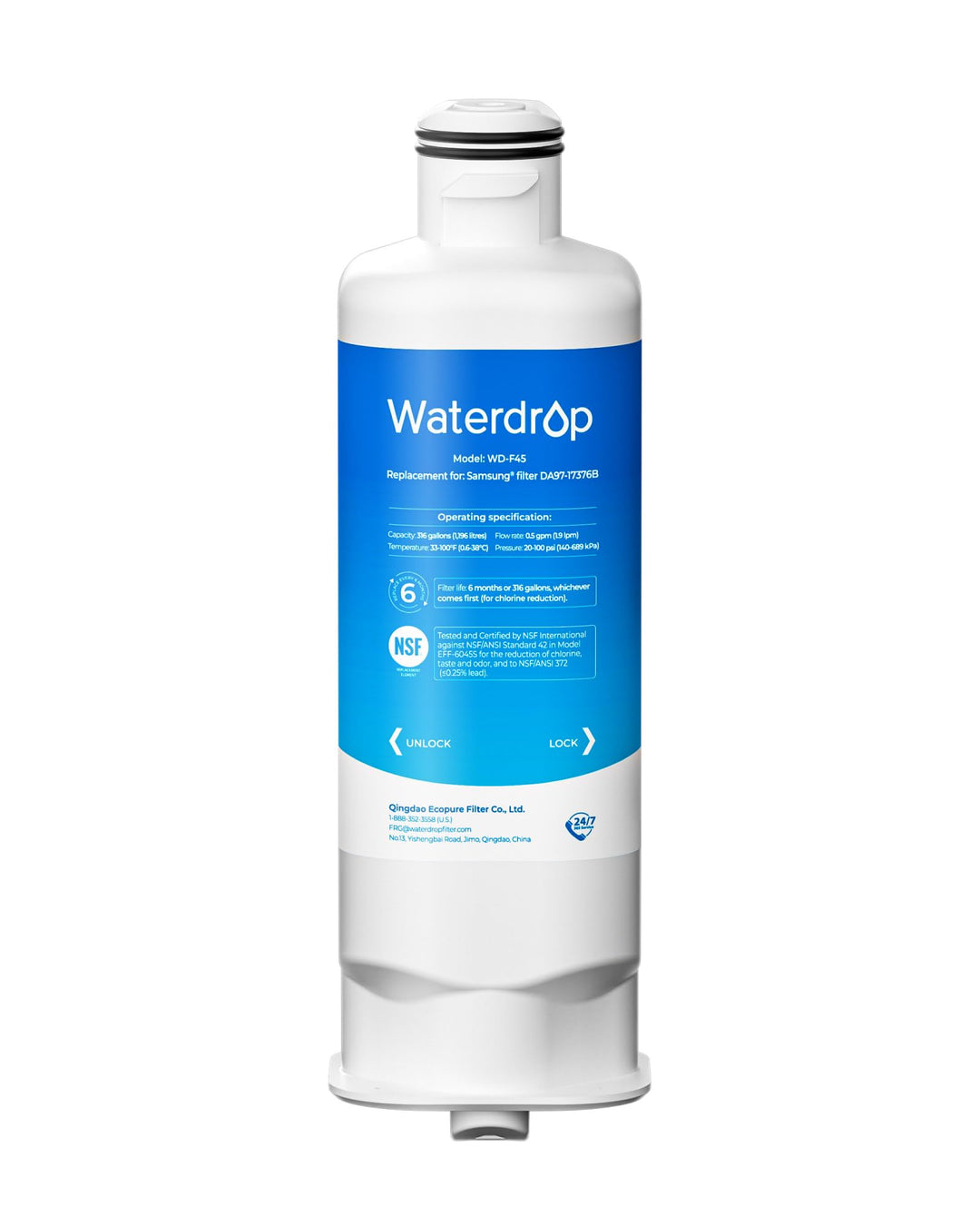 Waterdrop DA97-17376B Refrigerator Water Filter, Kompatibel mit Samsung® HAF-QIN/EXP, DA97-17376B, H