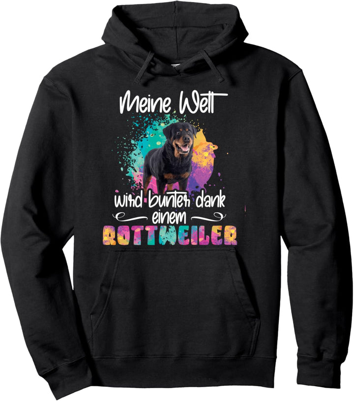 Welt wird bunt dank Rottweiler Hund Hunde Pfoten Mama Pullover Hoodie