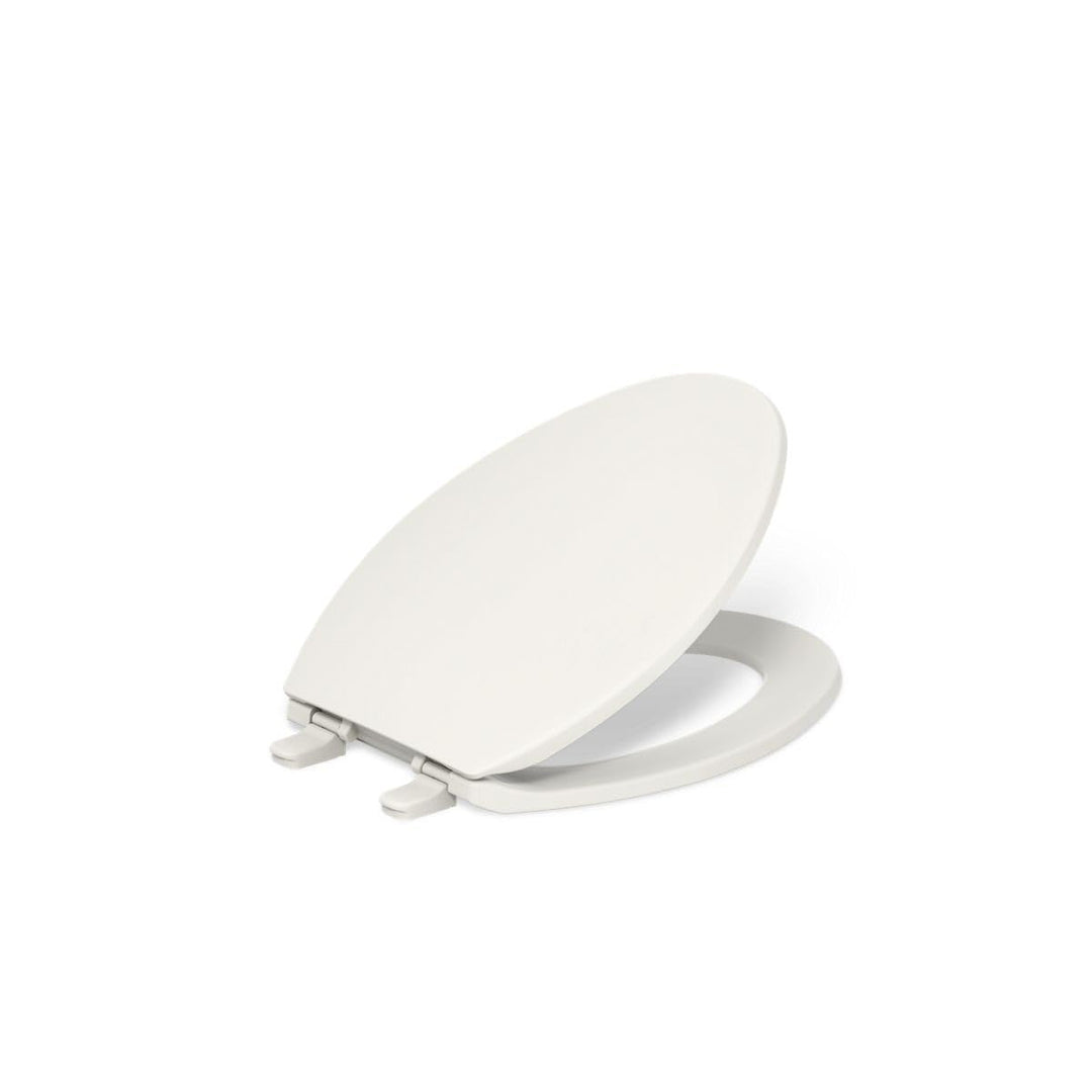 Kohler K-20110-96 Brevia Langer WC-Sitz mit grifffesten Stossfängern, geräuscharmer Sitz, Quick-Atta