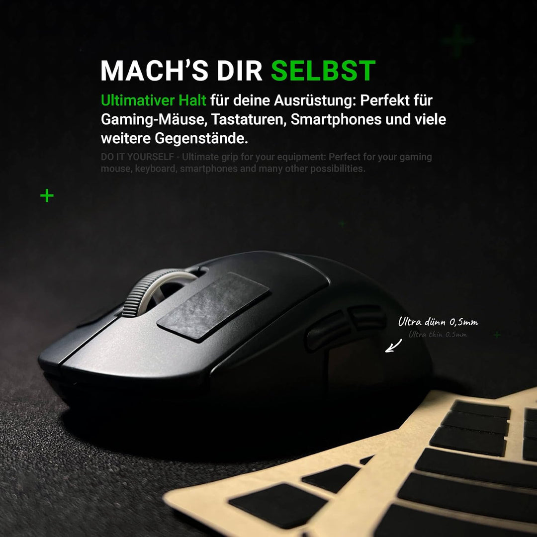 SensoryBoost DIY Grip Tape (71 Stück) Rutschfeste Aufkleber in Verschiedenen Formen, Sehr Dünn (0,5m