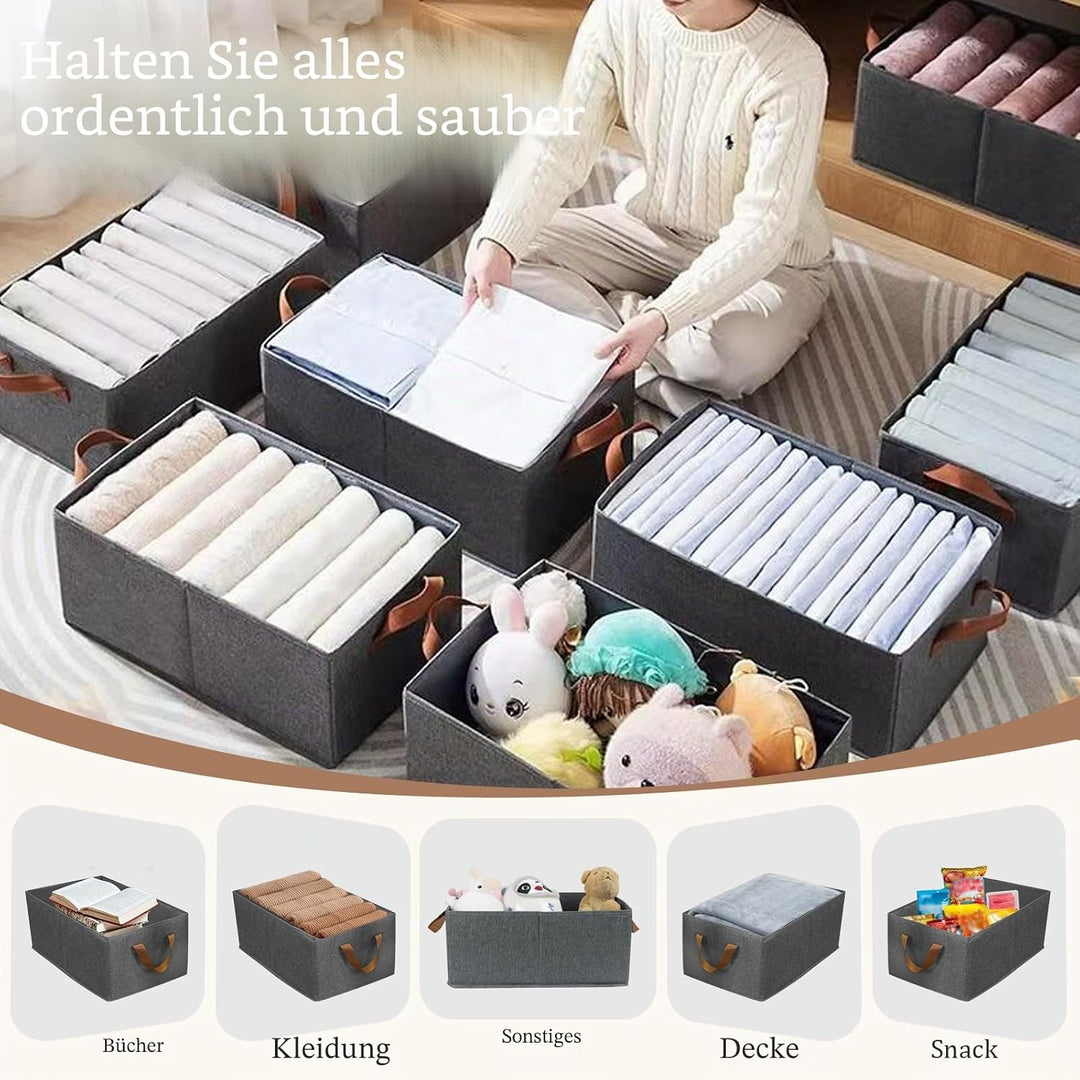 Aufbewahrungskörbe, zusammenklappbare Aufbewahrungsbox, 4 Stück, Stoff-Kleiderschrank-Organizer mit