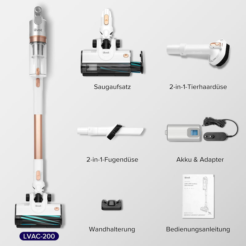 Levoit Ersatzakku für Akku Staubsauger LVAC-200 Rosagolden, Zubehör für Akkustaubsauger, Laufzeit vo