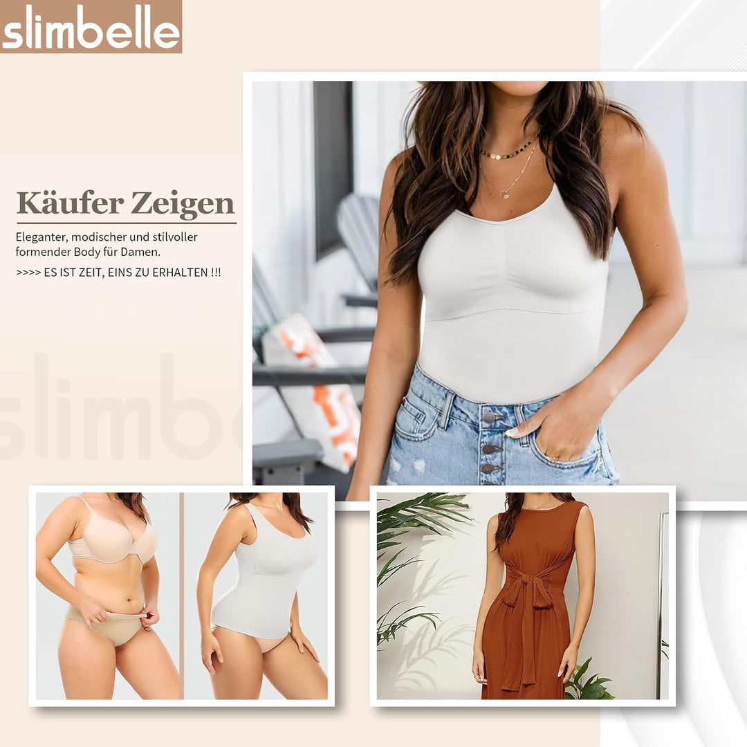 SLIMBELLE Damen Unterhemd BH Hemd Seamless Tank Top mit entfernbaren Cups Bauchweg Shapewear Top Ohn