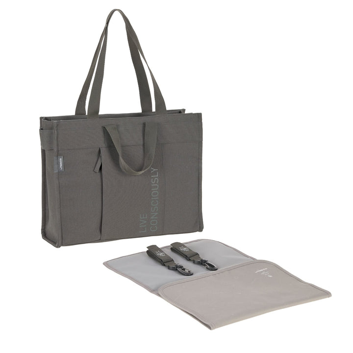 LÄSSIG Baby Wickeltasche mit Wickelunterlage, Kinderwagenbefestigung, nachhaltig produziert/GRE Tote