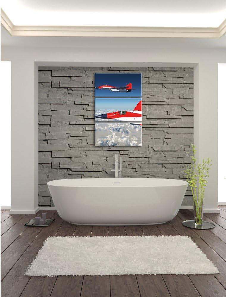 Pixxprint Kampfjets 3Teiler 120x80 cm Leinwandbild Wandbild Kunstdruck