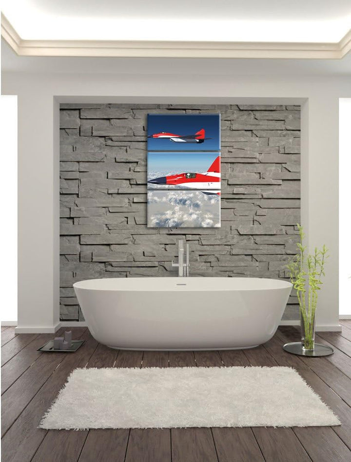 Pixxprint Kampfjets 3Teiler 120x80 cm Leinwandbild Wandbild Kunstdruck