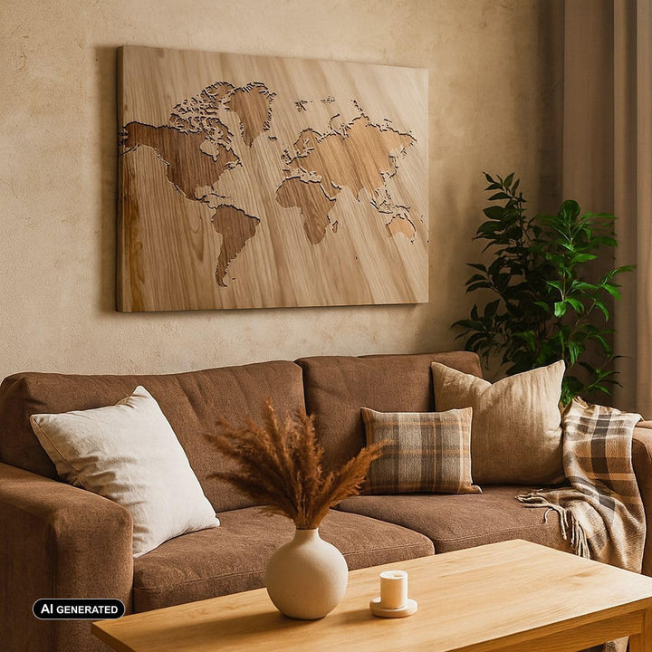 ARTTOR Bilder auf Leinwand Geographie Globus Karte Leinwandbild 70x50cm Wandbilder Dekoration Wohnzi