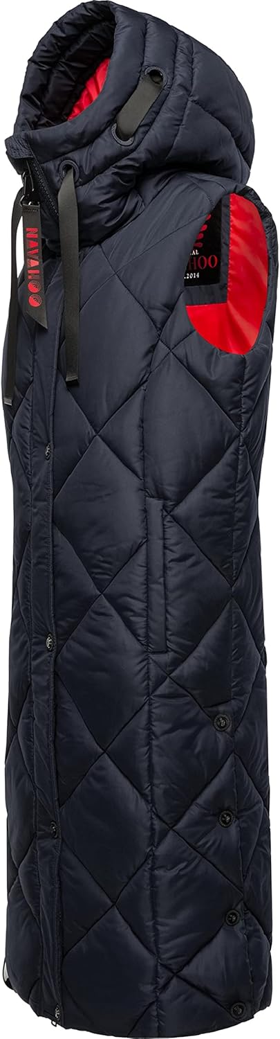 Navahoo warme Damen Winter Steppweste lang mit Kapuze Schnuckel XS-XXL XS Navy, XS Navy