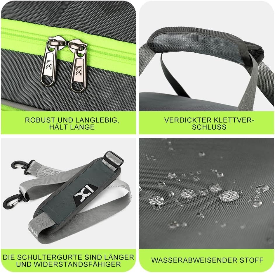 INOXTO Grosse Sporttasche, Faltbare Sport-Reisetasche mit Nass- und Trockentaschen und Schuhfach, He