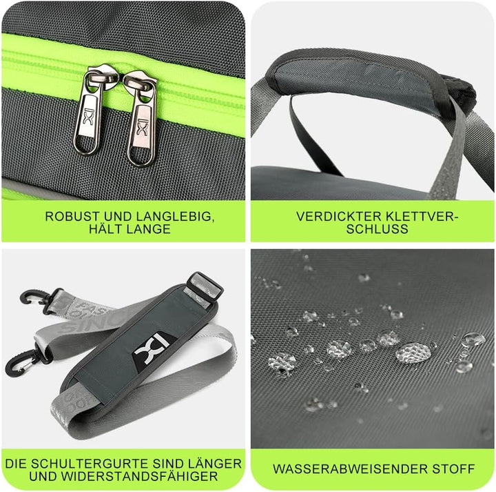 INOXTO Grosse Sporttasche, Faltbare Sport-Reisetasche mit Nass- und Trockentaschen und Schuhfach, He