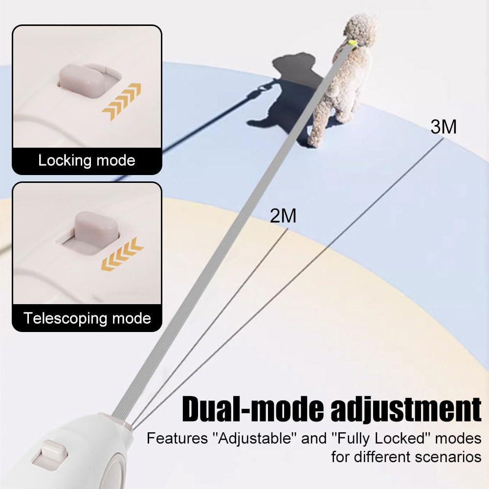 Mini Einziehbare Hundeleine, 3 Meter Lange, Robuste Haustierleine mit 360° Drehbarem Haken und LED-L